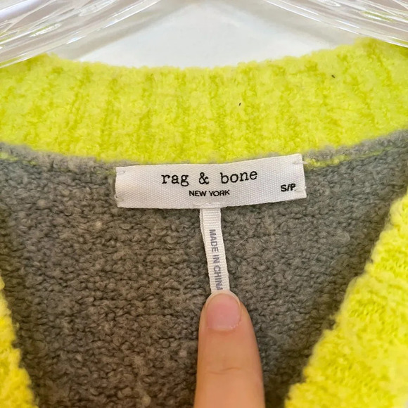 Rag & Bone Blue Green Colorblock Crew Neck Wool Blend Knit Pullover Sweater S - Picture 5 of 7